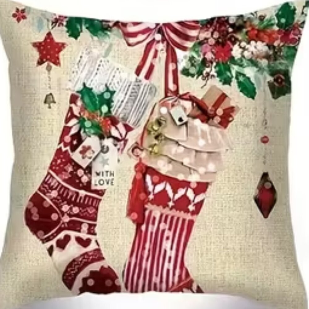 Christmas Merry Christmas Stockings Christmas Pillow Cover 18X18 NEW